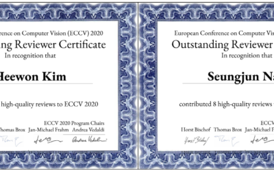 Heewon Kim and Seungjun Nah were recognized as outstanding reviewers at ECCV 2020